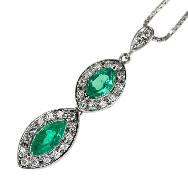 Pt900/ Pt850 エメラルド ダイヤモンド ペンダントネックレス 1.21ct D0.40ct