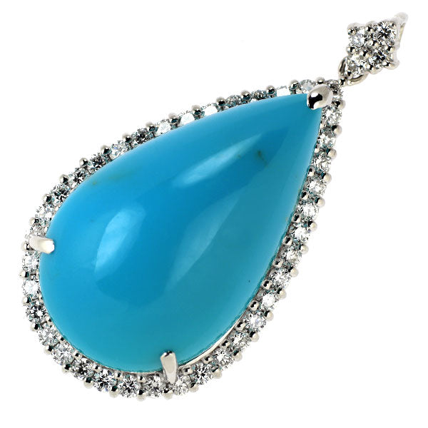 Pt900 トルコ石 ダイヤモンド ペンダントトップ 19.64ct D0.80ct