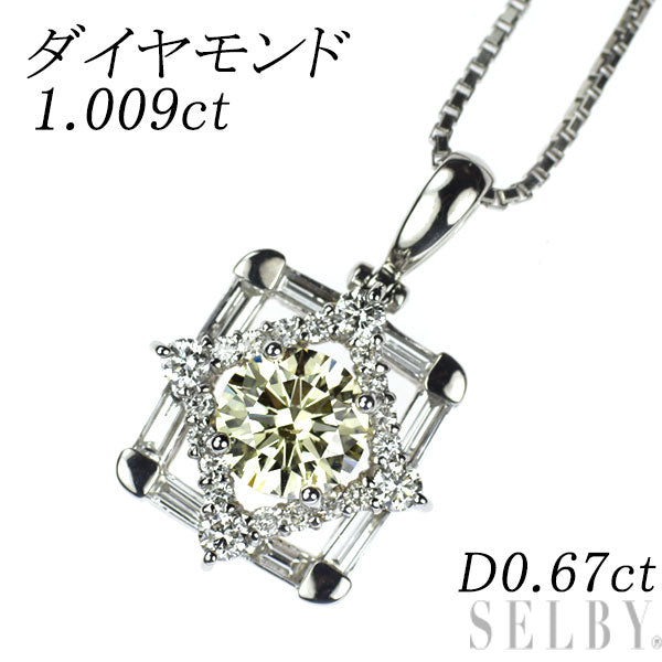 Pt900/ Pt850 ダイヤモンド ペンダントネックレス 1.009ct D0.67ct