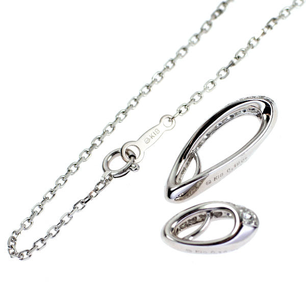 ミキモト K18WG ダイヤモンド ペンダントネックレス 0.19ct D0.14ct セパレート 3WAY