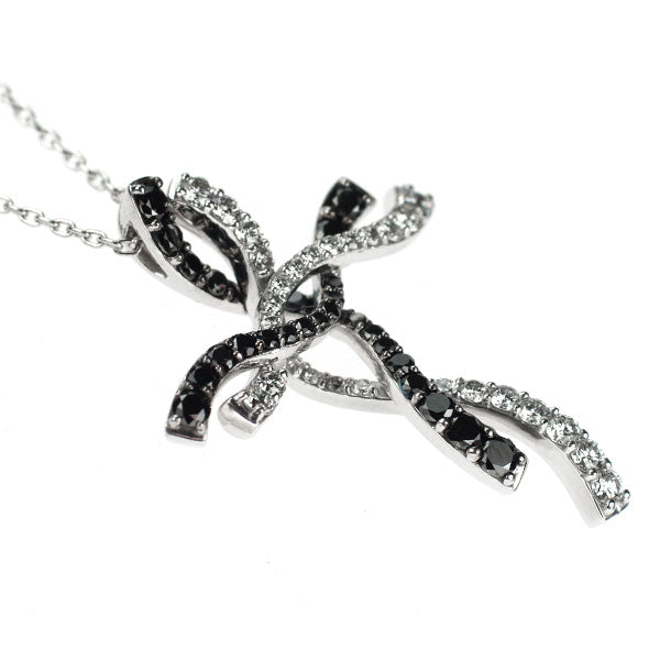 ポンテヴェキオ K18WG ブラックダイヤモンド ペンダントネックレス 0.40ct D0.40ct クロス