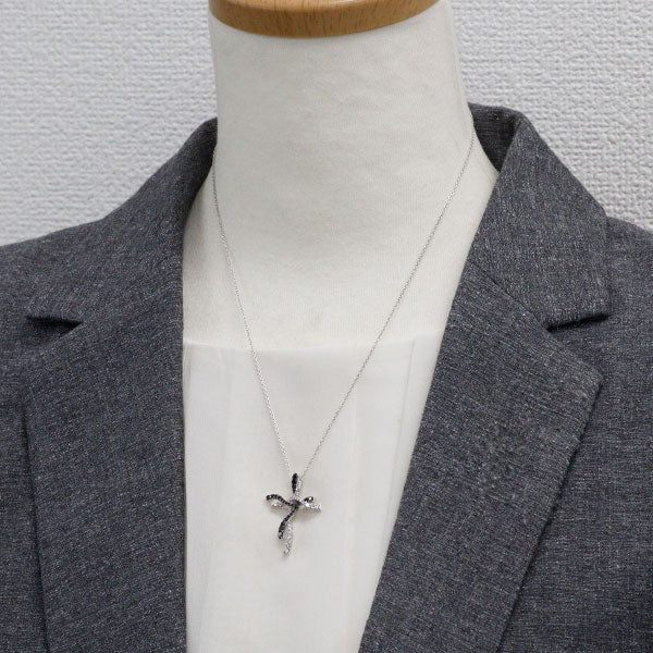 ポンテヴェキオ K18WG ブラックダイヤモンド ペンダントネックレス 0.40ct D0.40ct クロス