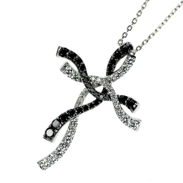 ポンテヴェキオ K18WG ブラックダイヤモンド ペンダントネックレス 0.40ct D0.40ct クロス