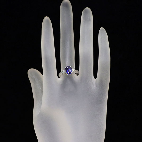 Pt900 サファイア ダイヤモンド リング 2.00ct D0.25ct
