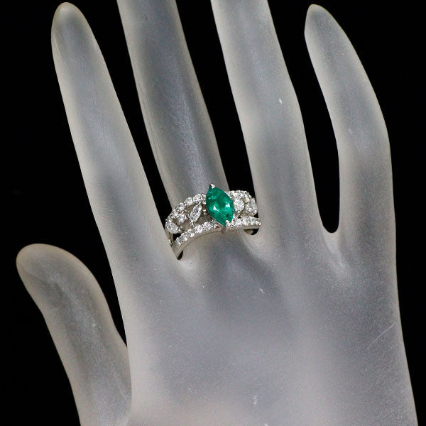 翁淳 Pt900 エメラルド ダイヤモンド リング 1.173ct D0.85ct