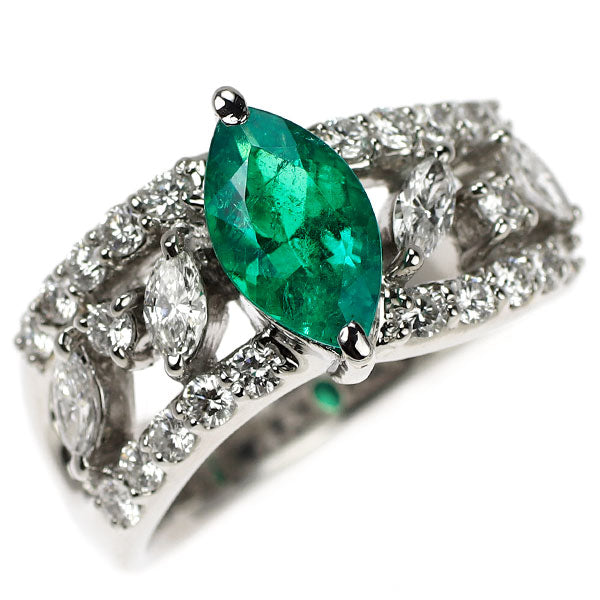 翁淳 Pt900 エメラルド ダイヤモンド リング 1.173ct D0.85ct