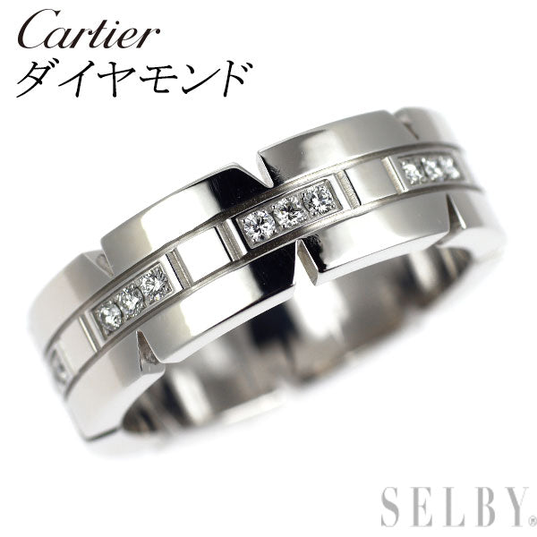 カルティエ K18WG ダイヤモンド リング タンクフランセーズ SM 52号