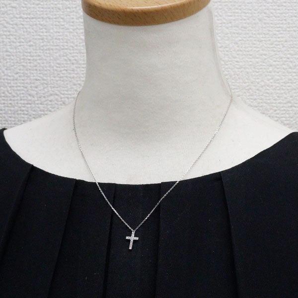 カルティエ K18WG ダイヤモンド ペンダントネックレス シンボルクロス