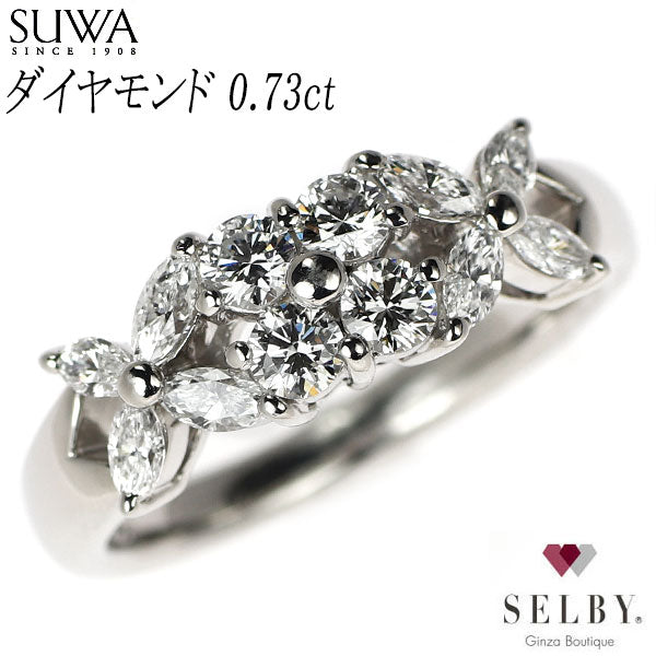 SUWA Pt950 ダイヤモンド リング 0.73ct フラワー 《セルビー銀座店》【中古】