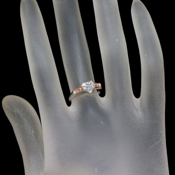 ハリーウィンストン Pt950/K18PG ハートシェイプ ダイヤモンド 天然ピンクダイヤ リング 0.72ct D VVS2