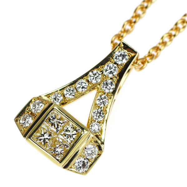 平和堂貿易 K18YG プリンセスカット ダイヤモンド ペンダントネックレス 0.30ct D0.22ct 凱旋門 (チェーン社外品) 《セルビー銀座店》【中古】
