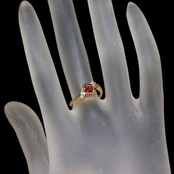 ミキモト K18YG ルビー ダイヤモンド リング 0.29ct D0.06ct