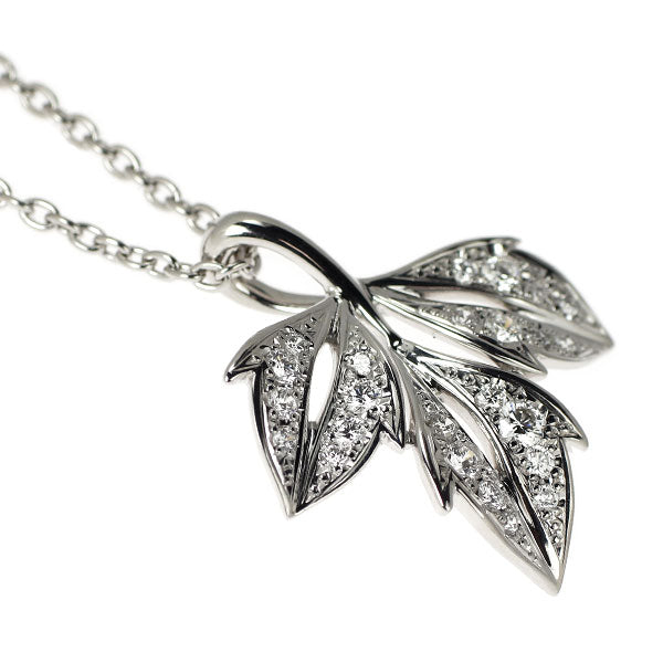 ミキモト K18WG ダイヤモンド ペンダントネックレス 0.29ct 植物 メープルリーフ 《セルビー銀座店》【中古】