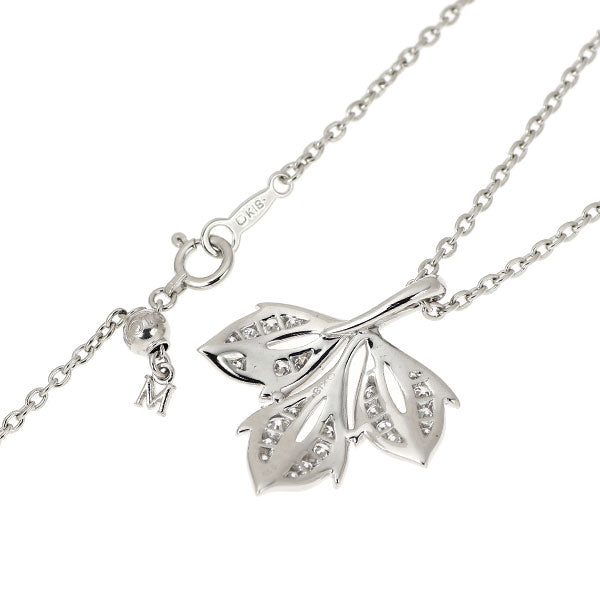 ミキモト K18WG ダイヤモンド ペンダントネックレス 0.29ct 植物 メープルリーフ 《セルビー銀座店》【中古】