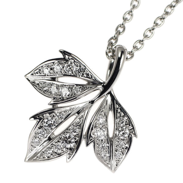 ミキモト K18WG ダイヤモンド ペンダントネックレス 0.29ct 植物 メープルリーフ 《セルビー銀座店》【中古】