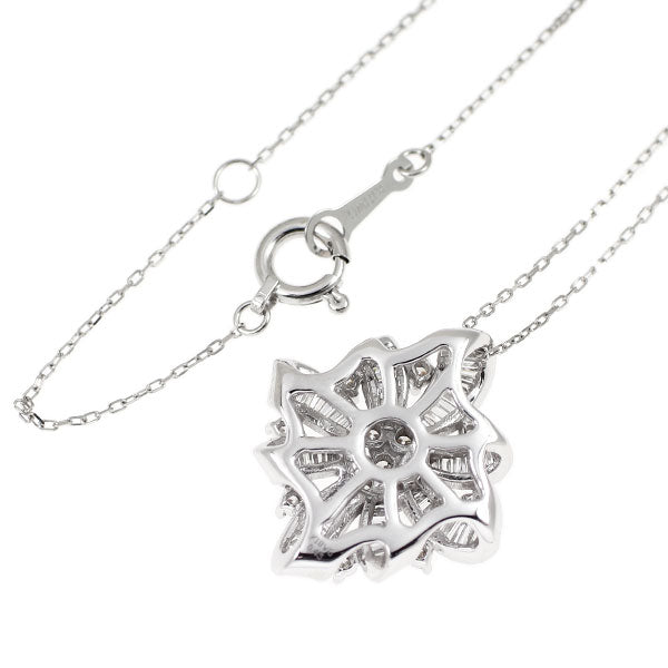 K18WG ダイヤモンド ペンダントネックレス 0.45ct フラワー