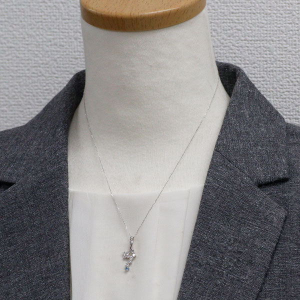 K18WG アクアマリン ダイヤモンド ペンダントネックレス 0.05ct D0