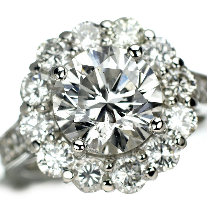新品 Pt950 大粒ダイヤモンド  リング 3.046ct G SI2 G D2.12ct【エスコレ】