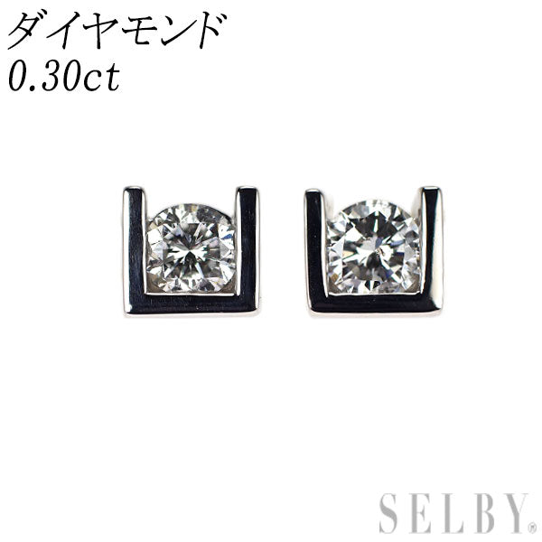 K14WG/Pt900 ダイヤモンド ピアス 0.30ct