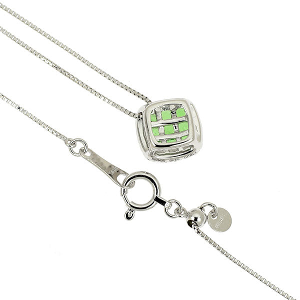 K18WG グリーンガーネット ダイヤモンド ペンダントネックレス G0.35ct D0.08ct