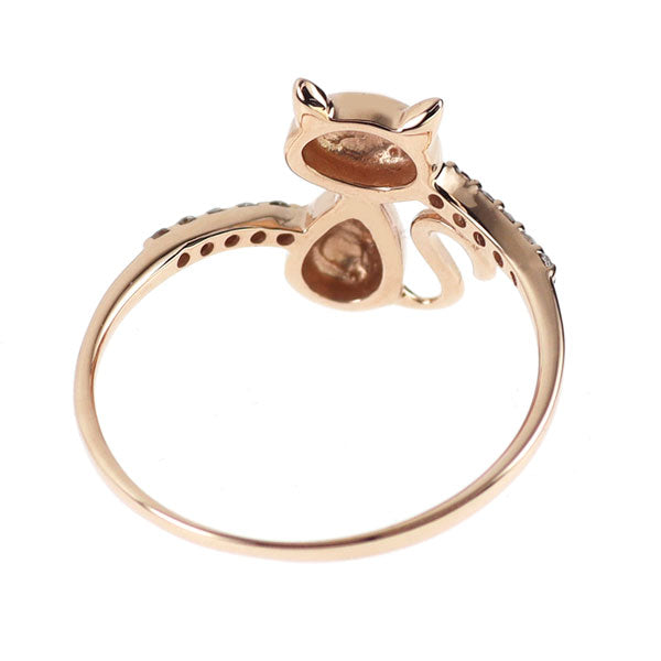 K18PG ダイヤモンド リング 0.07ct 猫