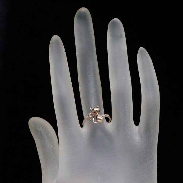 K18PG ダイヤモンド リング 0.07ct 猫