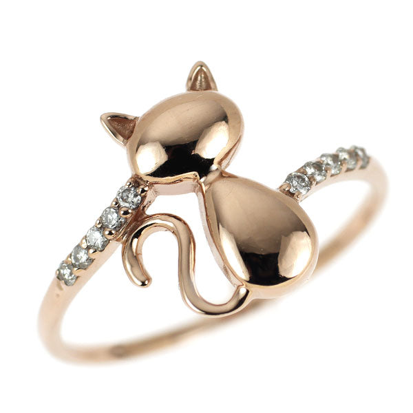 K18PG ダイヤモンド リング 0.07ct 猫