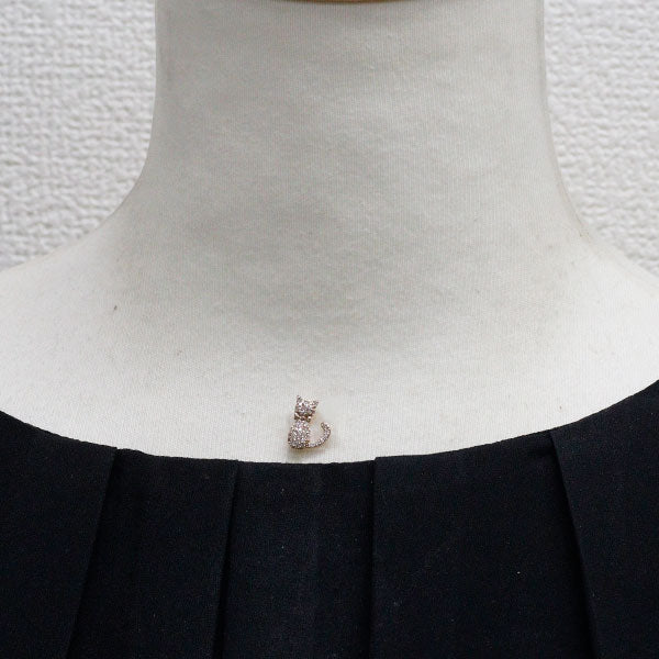 K18PG ダイヤモンド ペンダントトップ 0.18ct 猫