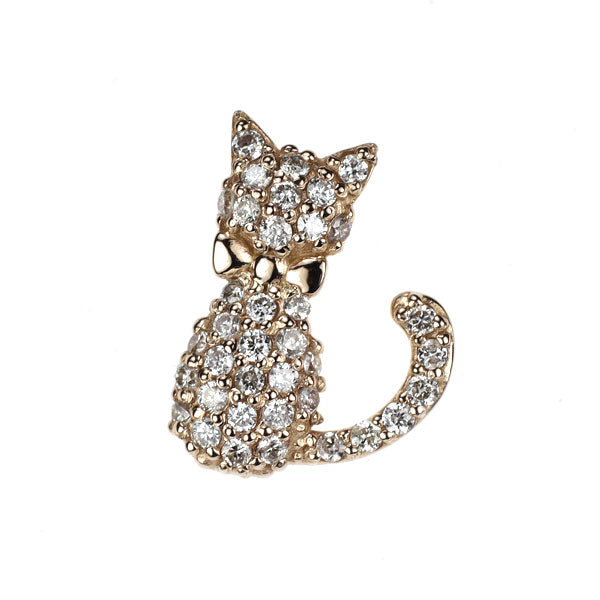 K18PG ダイヤモンド ペンダントトップ 0.18ct 猫