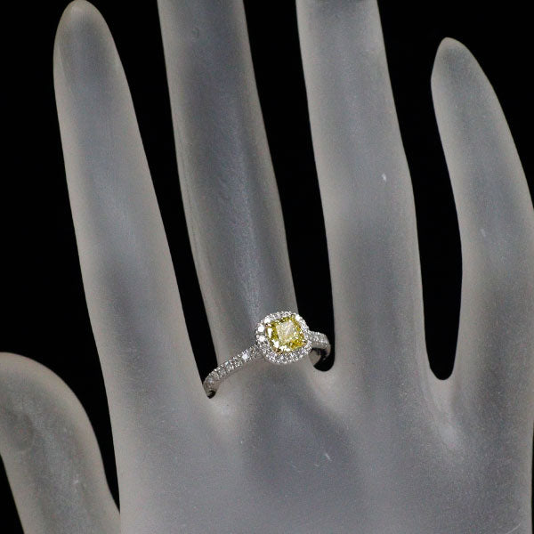 Pt950/K18YG 天然イエローダイヤモンド リング 0.73ct FIY SI1 D0.33ct