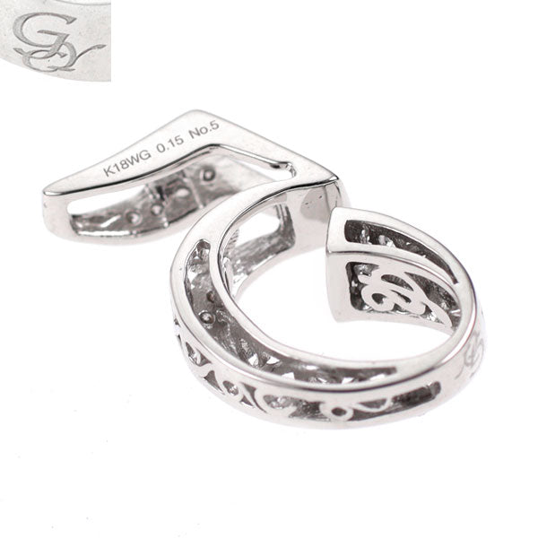 ゆきざき K18WG ダイヤモンド ペンダントトップ 0.15ct ノンブル ナンバー「5」