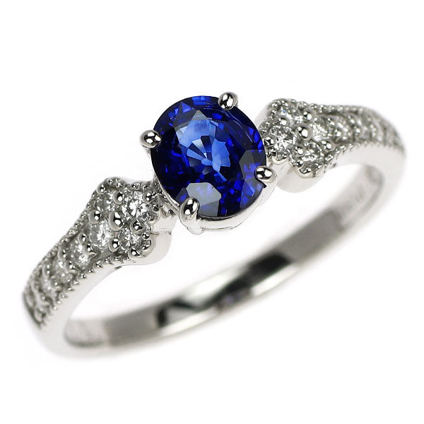 Pt900 サファイア ダイヤモンド リング 0.72ct D0.18ct