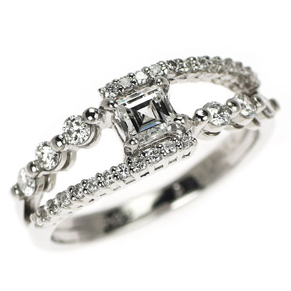 Pt900 スクエアカットダイヤモンド  リング 0.275ct D0.31ct