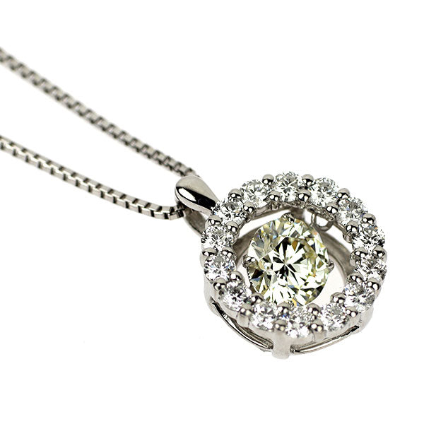 Pt900/ Pt850 ダイヤモンド ペンダントネックレス 0.717ct K SI1 EX D0.48ct ダンシングストーン