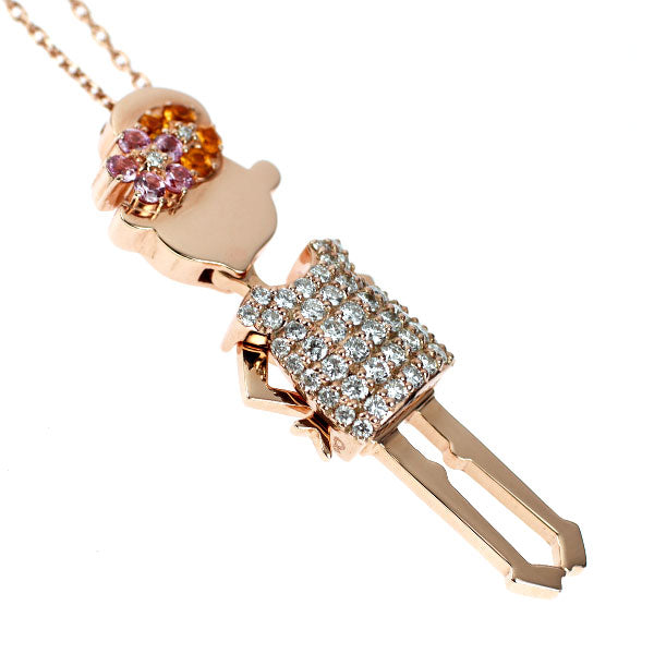ポンテヴェキオ K9PG ピンク/イエロー サファイア ダイヤモンド ペンダントネックレス 0.39ct D0.63ct EME/エメ