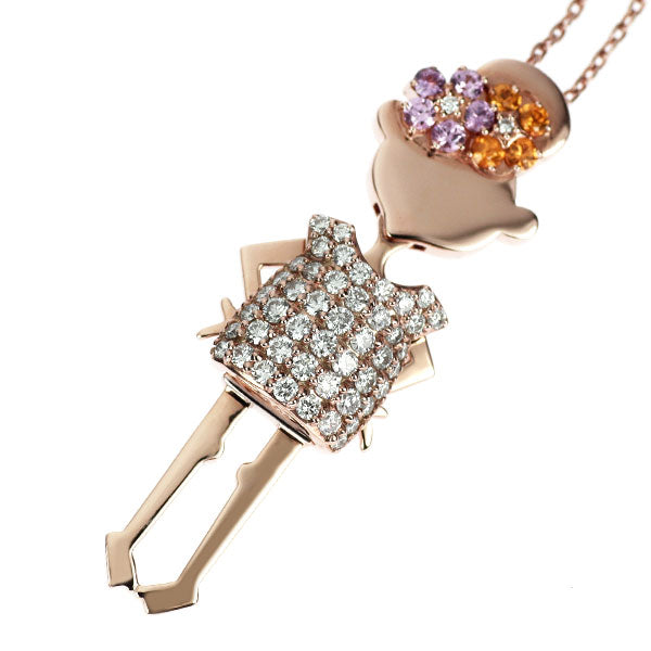 ポンテヴェキオ K9PG ピンク/イエロー サファイア ダイヤモンド ペンダントネックレス 0.39ct D0.63ct EME/エメ