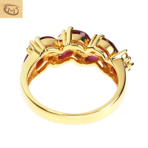 ミキモト K18YG ルビー ダイヤモンド リング 1.10ct D0.09ct