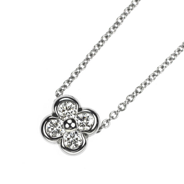 Tiffany Pt950 Diamond Pendant Necklace Bezel Set Flower