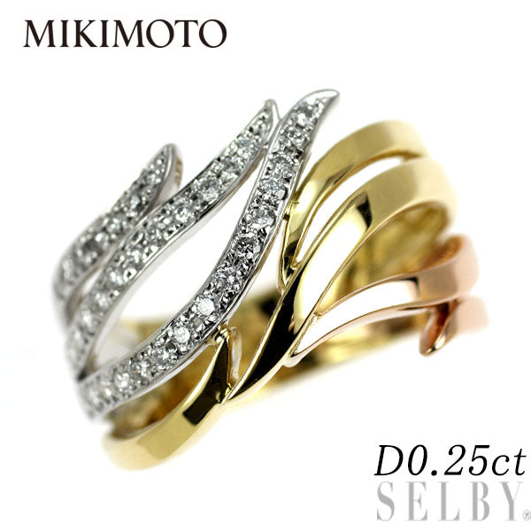 ミキモト K18YG/WG/PG ダイヤモンド リング 0.25ct
