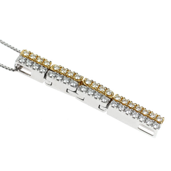 田崎真珠 K18YG/WG ダイヤモンド ペンダントネックレス 0.44ct 磁石付 クロス＆バー