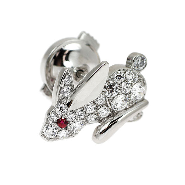 CHAR / チャー Pt950 ダイヤモンド ルビー ブローチ 0.61ct 0.01ct ウサギ アニマル 《セルビー銀座店》【中古】