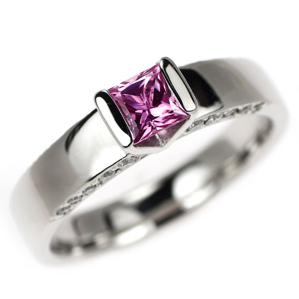 Pt900 ピンクサファイア ダイヤモンド リング 0.50ct D0.15ct