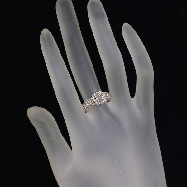 希少 GSTV K18PG/Pt950 天然ピンク/カラーレス ダイヤモンド リング 0.75ct