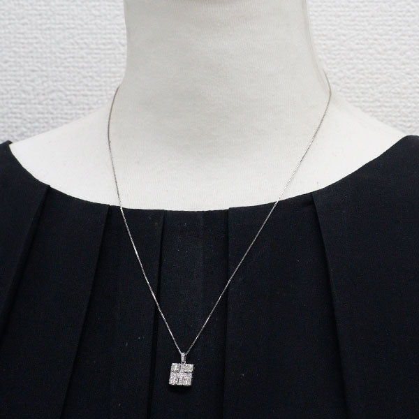 Pt900/ Pt850 Diamond Pendant Necklace 1.20ct