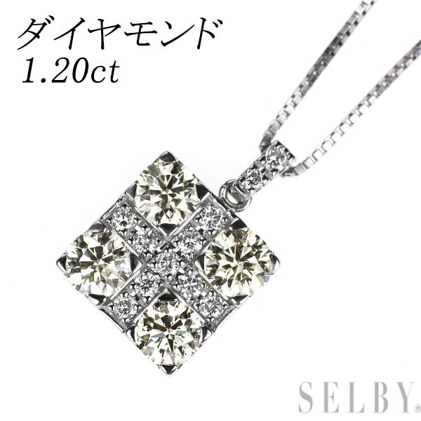 Pt900/ Pt850 Diamond Pendant Necklace 1.20ct
