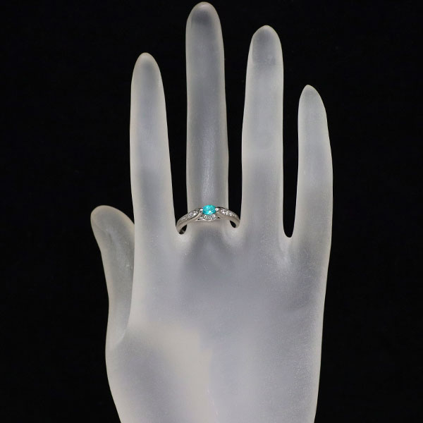 Pt900 ブラジル産 パライバ トルマリン ダイヤモンド リング 0.219ct D0.13ct