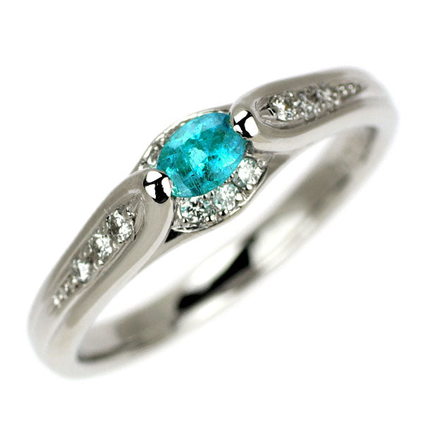 Pt900 ブラジル産 パライバ トルマリン ダイヤモンド リング 0.219ct D0.13ct