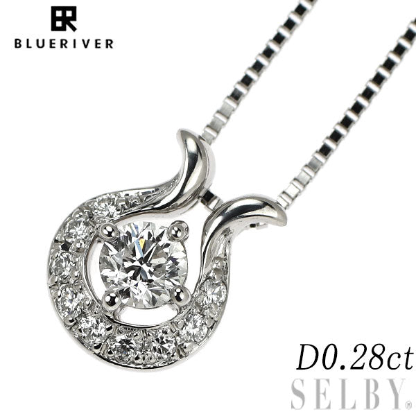 ブルーリバー Pt900/ Pt850 ダイヤモンド ペンダントネックレス 0.28ct