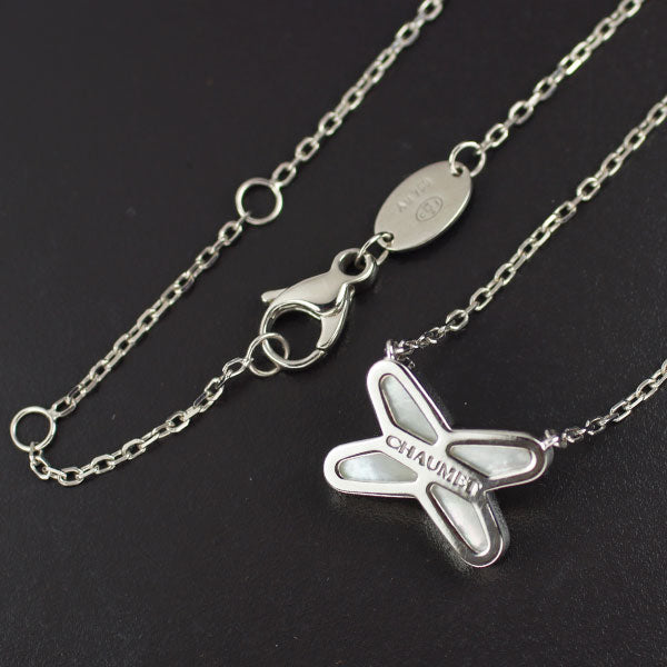 Chaumet K18WG Shell Diamond Pendant Necklace Jeu de Lien