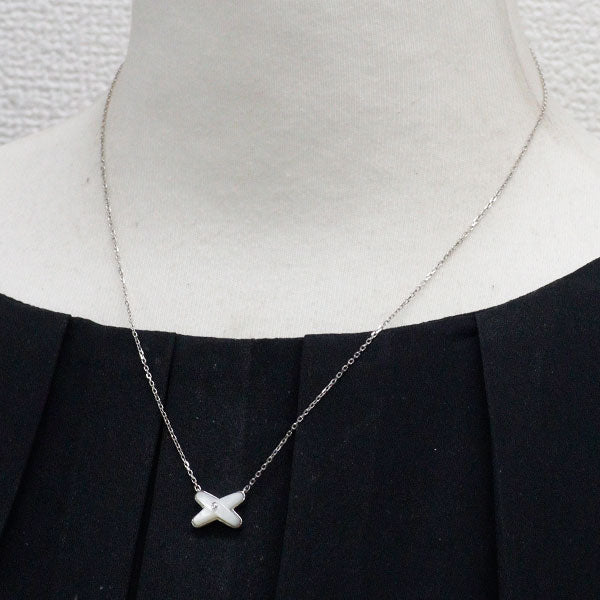 Chaumet K18WG Shell Diamond Pendant Necklace Jeu de Lien